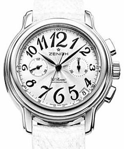 Chronomaster Star in Steel on White Lizard Strap with White Dial