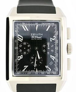 Port Royal Grande El Primero in Steel on Black Rubber Strap with Black Dial
