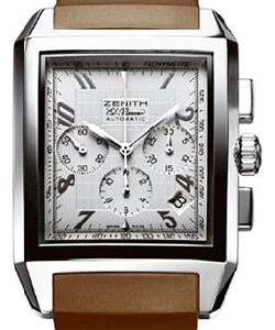 Grande Port Royal El Primero in Steel on Brown Rubber Strap with Silver Dial