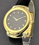 Cellini  Yellow Gold on Black Crocodile Leather Strap with Black Stick Dial