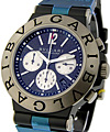 Bvlgari-Bvlgari 44mm Chronograph in Titanium on Rubber/Titanium Bracelet with Black Dial