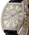 Cintre Curvex - 2852 - Diamond Case  White Gold on Strap with Silver Dial