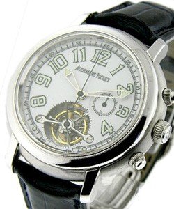 Jules Audemars Tourbillon Chronograph in White Gold on Black Crocodile Leather Strap with White Dial