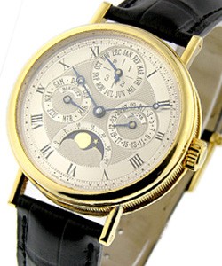 Classique Perpetual Calendar Yellow Gold on Strap with Silver Dial - Italian Date Wheel