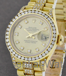 Ladies President in Yellow Gold with Diamond Bezel on Yellow Gold President Bracelet with Champagne Diamond Dial