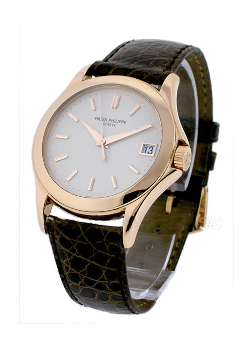 5107R Calatrava in Rose Gold on Leather Strap with White Dial 5107R