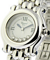 Happy Sport Round  White Gold on Bracelet with White Dial 