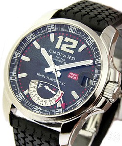 Mille Miglia  Gran Turismo XL - Power Reserve in Steel on Black Rubber Strap with Black Dial
