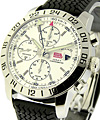 Mille Miglia Chronograph GMT in Steel on Black Rubber Strap with Silver Dial