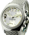 Bubble Chronograph - Large Size in Steel with 2 Row Diamond Bezel on Steel Bracelet with White Dial