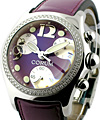 Bubble Chronograph - Large Size in Steel with 2 Row Diamond Bezel on Purple Strap with Purple Dial
