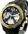 Bubble Chronograph in PVD wih Yellow Gold  Diamond Bezel on Black Rubber Strap with Black Dial