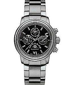 Leman Flyback Perpetual Calendar Chronograph 38mm Automatic in Steel on Steel Bracelet with Black Stick Dial