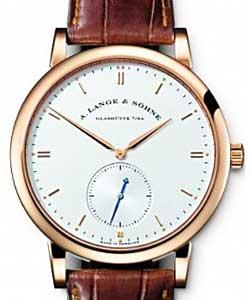 Saxonia Grand 40mm Automatic in Rose Gold on Brown Crocodile Leather Strap with Silver Dial