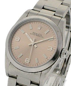 Mid Size - Oyster Perpetual - Steel - Domed Bezel on Oyster Bezel with Salmon Dial