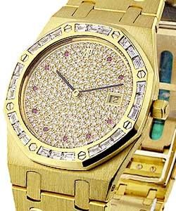 Royal Oak - Lady's Large Size Yellow Gold Pave Diamond Dial - Diamond Bezel