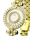 Happy Diamonds with Matching Bracelet  Yellow Gold on Bracelet with White Dial 