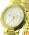 Riviera Chronograph - MidSize 18KT Yellow Gold on Bracelet  with Silver Dial 