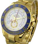 Yacht-Master II in Yellow Gold with Blue Ceramic Bezel on Yellow Oyster Bracelet with White Dial