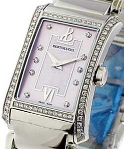 Fascino in Stainless Steel with Diamond Bezel on Steel Bracelet with Pink MOP Diamond Dial