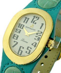 Serena in Yellow Gold on Green Strap with White Arabic Dial