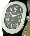Serena in Steel on Black Leather Strap with Black Dial