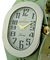 Serena in Steel  on Light Green Leather Strap with White Dial