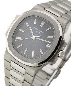 Ref 3800 Nautilus 37mm in Steel on Steel Bracelet with Blue Stick Dial - Discontinued
