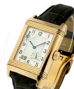 Reverso Grande Date in Rose Gold  on Black Leather Strap with Silver Dial 