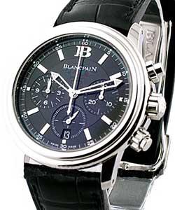Leman Flyback Chronograph in Steel on Black Leather Strap with Black Dial