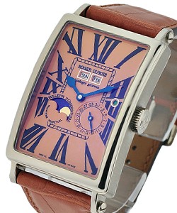 Much More Perpetual Calendar in White Gold on Brown Alligator Leather Strap with Orange Dial