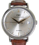 Portofino Automatic 34mm in Steel on Brown Crocodile Leather Strap with Silver  Dial