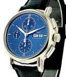 Portofino Chronograph in White Gold on Black Crocodile Leather Strap with Blue Dial