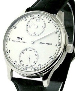 Portuguese Regulateur 43.1mm in Platinium- Limited Edition of 500 pcs on Black Alligator Leather Strap with Silver Dial