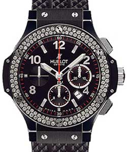 Big Bang 44mm in Black PVD Steel with Black Ceramic Diamond Bezel on Black Rubber Strap With Black Dial