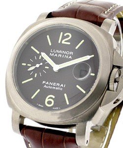 PAM 240 -  Marina Automatic in Titanium on Brown Crocodile Leather Strap with Brown Dial