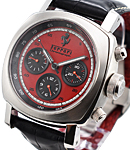 FER 013 - Ferrari Chronograph - GrandTurismo in Brushed Steel on Black Leather Strap with Red Dial - Limited Edition to 800 pcs.
