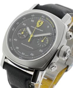 FER 019 - Ferrari Chronograph - Scuderia in Steel on Black Calfskin Leather Strap with Black Dial