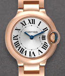 Ballon Bleu Small Size in Rose Gold on Rose Gold Bracelet with Silver Dial
