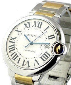 Ballon Bleu - Large Size with Steel and Yellow Gold on 2-Tone Bracelet with Silver Dial