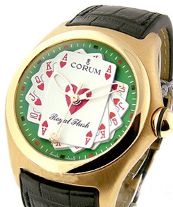 Bubble Royal Flush in Rose Gold on Black Leather Strap with Royal Flush Dial