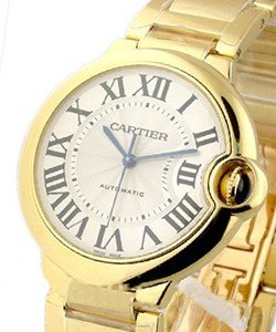 Ballon Bleu Medium 36mm in Yellow Gold on Yellow Gold Bracelet with Silver Dial
