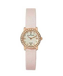 Lady's Leman Ultra Slim Ladybird 21.5mm in Rose Gold with Diamonds Bezel on Pink Satin Strap with Pink Dial