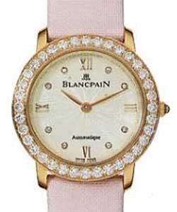 Villeret Ultra Slim 27mm Automatic in Rose Gold with Diamonds Bezel on Pink Satin Strap with Cream Dial