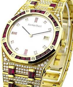 Royal Oak - Lady's Large Size Yellow Gold Ruby Bezel and Bracelet