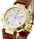PASHA 38mm Anniversary Chronograph in Yellow Gold on Brown Alligator Leather Strap with White Dial