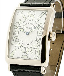  Men's Crazy Hours Long Island White Gold on Strap with Silver Dial