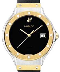 Classic 28mm Quartz in 2-Tone on Black Rubber Strap with Black Dial