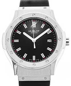 Classic 41mm Quartz in Steel on Black Rubber Strap with Black Stick Dial