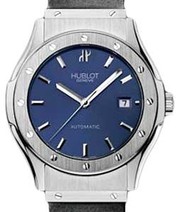 Classic 41mm Automatic in Steel on Black Rubber Strap with Blue Stick Dial